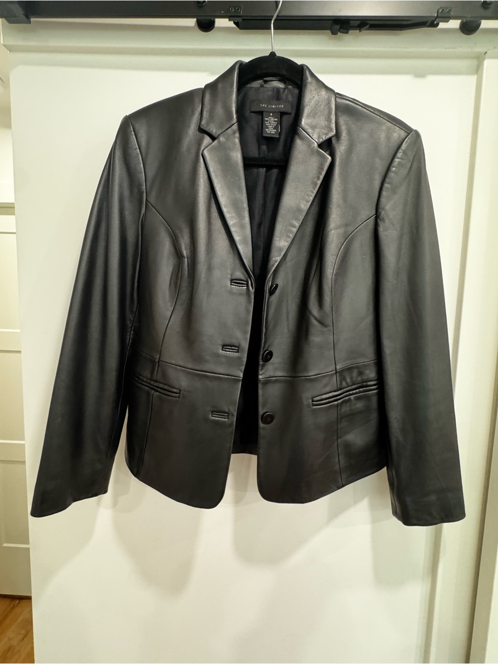 The Limited Black Genuine Leather Blazer Jacket